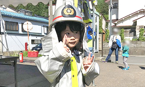 消防服の着用体験