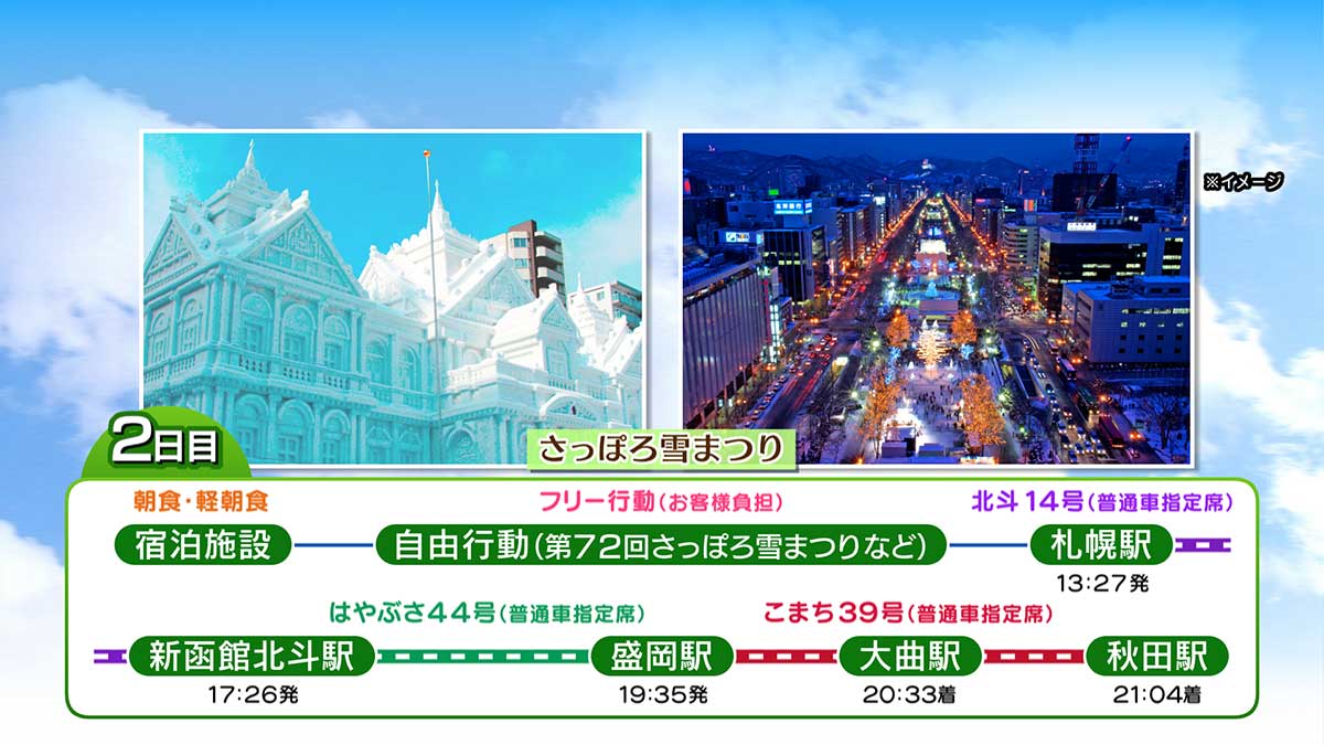 さっぽろ雪まつりと白い恋人パーク・小樽２日間