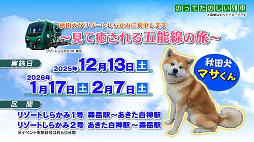 『リゾートしらかみ』で秋田犬『マサ』君と過ごす 特別な時間