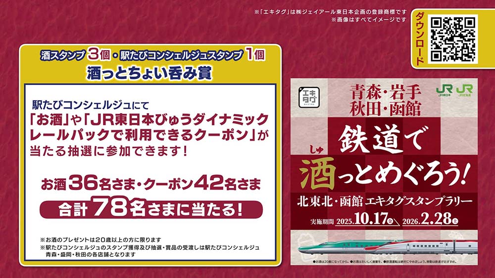 鉄道で酒っとめぐろう!北東北・函館エキタグスタンプラリー