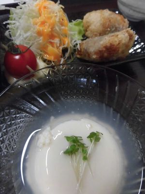 白子豆腐と唐揚げ